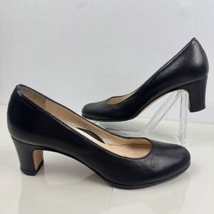 Taryn Rose Black Leather Block Heel Pumps Made in Italy Women Sz EU 35.5 US 5.5